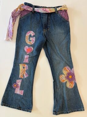 Vintage Y2K Bon Bon USA Girls Flare Jeans Reworked Denim Size 5